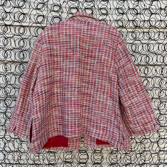 Alfred Dunner Pink Red White Woven Tweed Blazer Jacket 22W - Picture 3 of 7